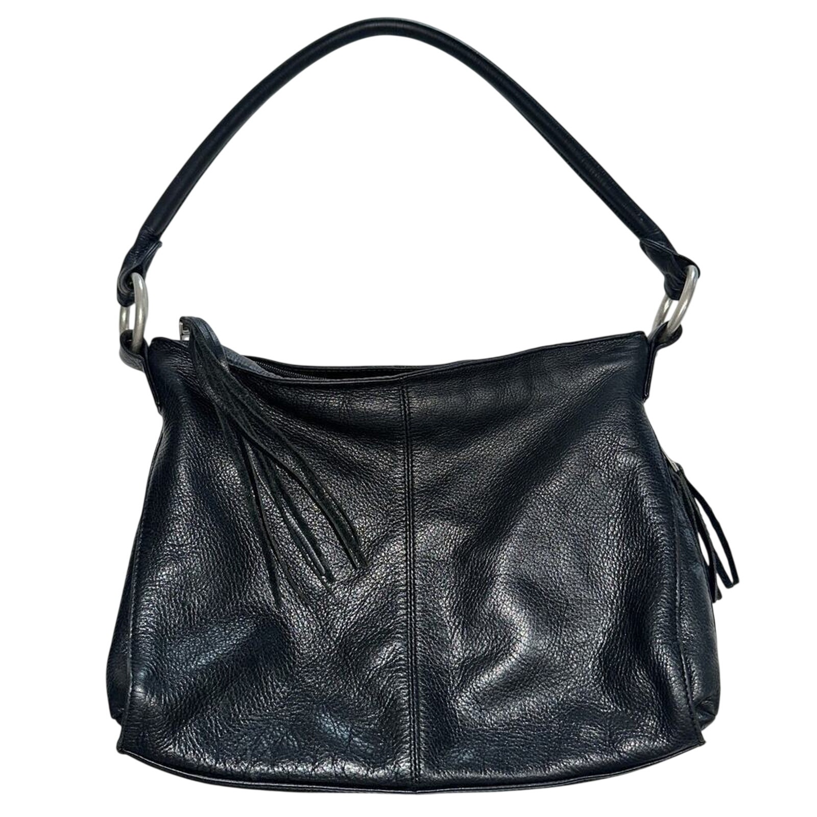 Sven Berkeley Usa Pebbled Black Leather Minimalist Hobo Shoulder Bag Made In Usa